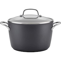KitchenAid olla 7.6 l con tapa, inducción anodizada dura | Negro mate